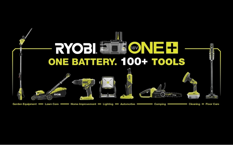 Ryobi's ONE+ System. One Battery. Over 100 Tools. For the Home & Garden. 